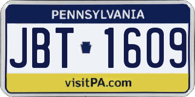 PA license plate JBT1609