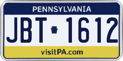 PA license plate JBT1612
