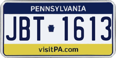 PA license plate JBT1613