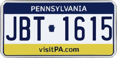 PA license plate JBT1615