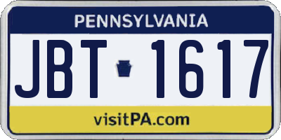 PA license plate JBT1617