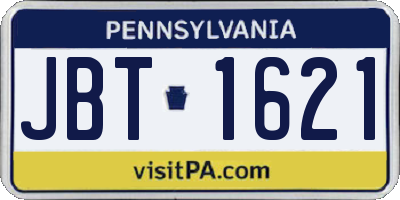 PA license plate JBT1621