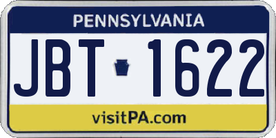 PA license plate JBT1622