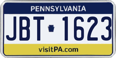PA license plate JBT1623