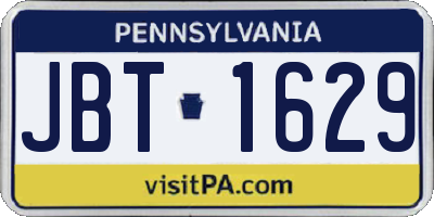 PA license plate JBT1629