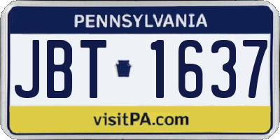 PA license plate JBT1637