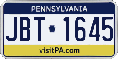 PA license plate JBT1645