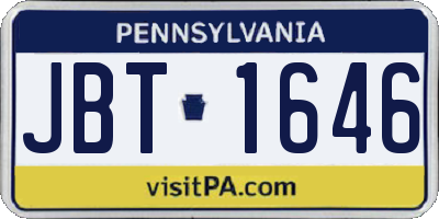 PA license plate JBT1646