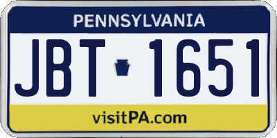 PA license plate JBT1651