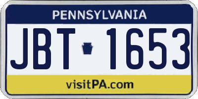 PA license plate JBT1653