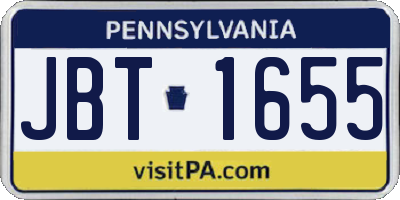 PA license plate JBT1655