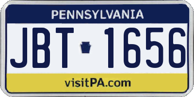 PA license plate JBT1656