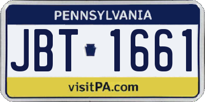 PA license plate JBT1661
