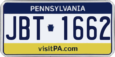 PA license plate JBT1662