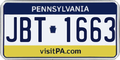 PA license plate JBT1663