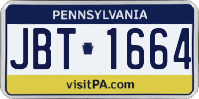PA license plate JBT1664