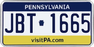PA license plate JBT1665