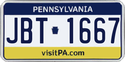 PA license plate JBT1667