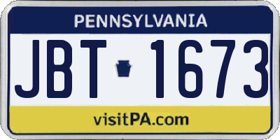 PA license plate JBT1673