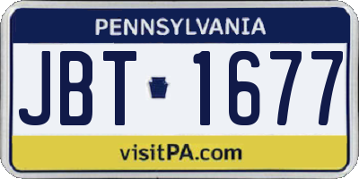 PA license plate JBT1677