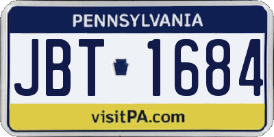 PA license plate JBT1684