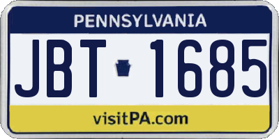 PA license plate JBT1685