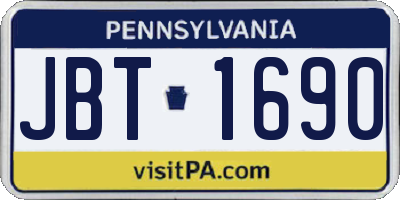 PA license plate JBT1690