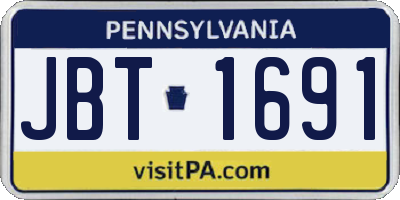 PA license plate JBT1691