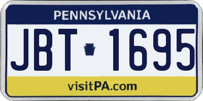 PA license plate JBT1695