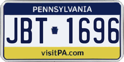 PA license plate JBT1696