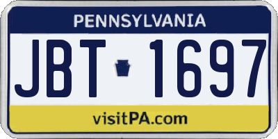 PA license plate JBT1697