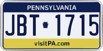 PA license plate JBT1715