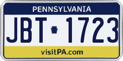 PA license plate JBT1723