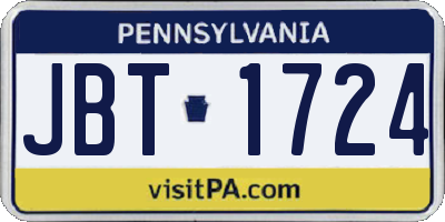 PA license plate JBT1724