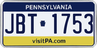 PA license plate JBT1753
