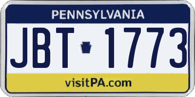 PA license plate JBT1773