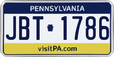 PA license plate JBT1786