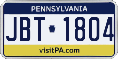 PA license plate JBT1804