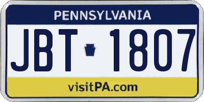 PA license plate JBT1807