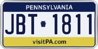 PA license plate JBT1811