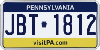 PA license plate JBT1812