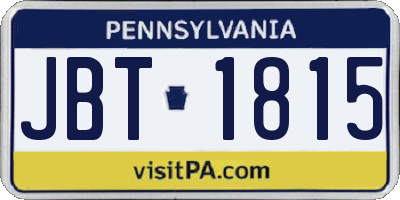 PA license plate JBT1815