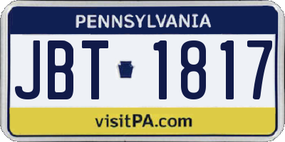 PA license plate JBT1817