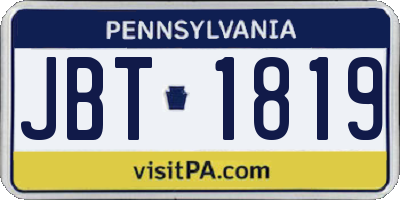 PA license plate JBT1819