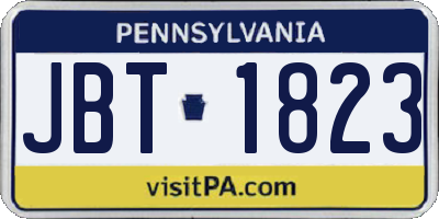 PA license plate JBT1823