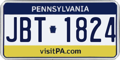 PA license plate JBT1824