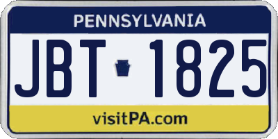 PA license plate JBT1825