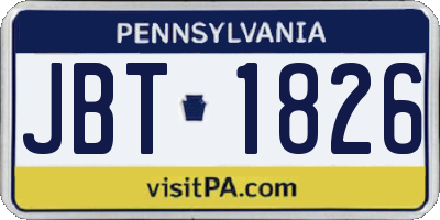 PA license plate JBT1826