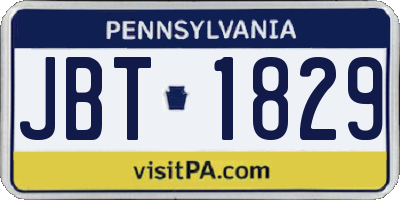 PA license plate JBT1829
