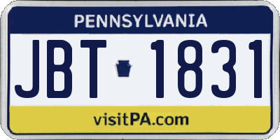 PA license plate JBT1831